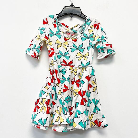 Dot Dot Smile Girls White Bow Print Ballerina Short Sleeve Dress Size 12-24m - Picture 5 of 5